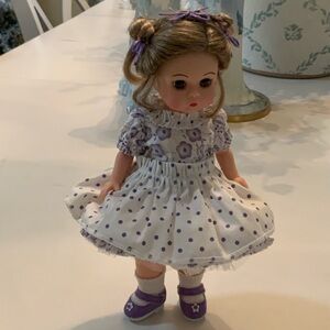 Madame Alexander Purple and White Polka Dot Dress Doll named Violet